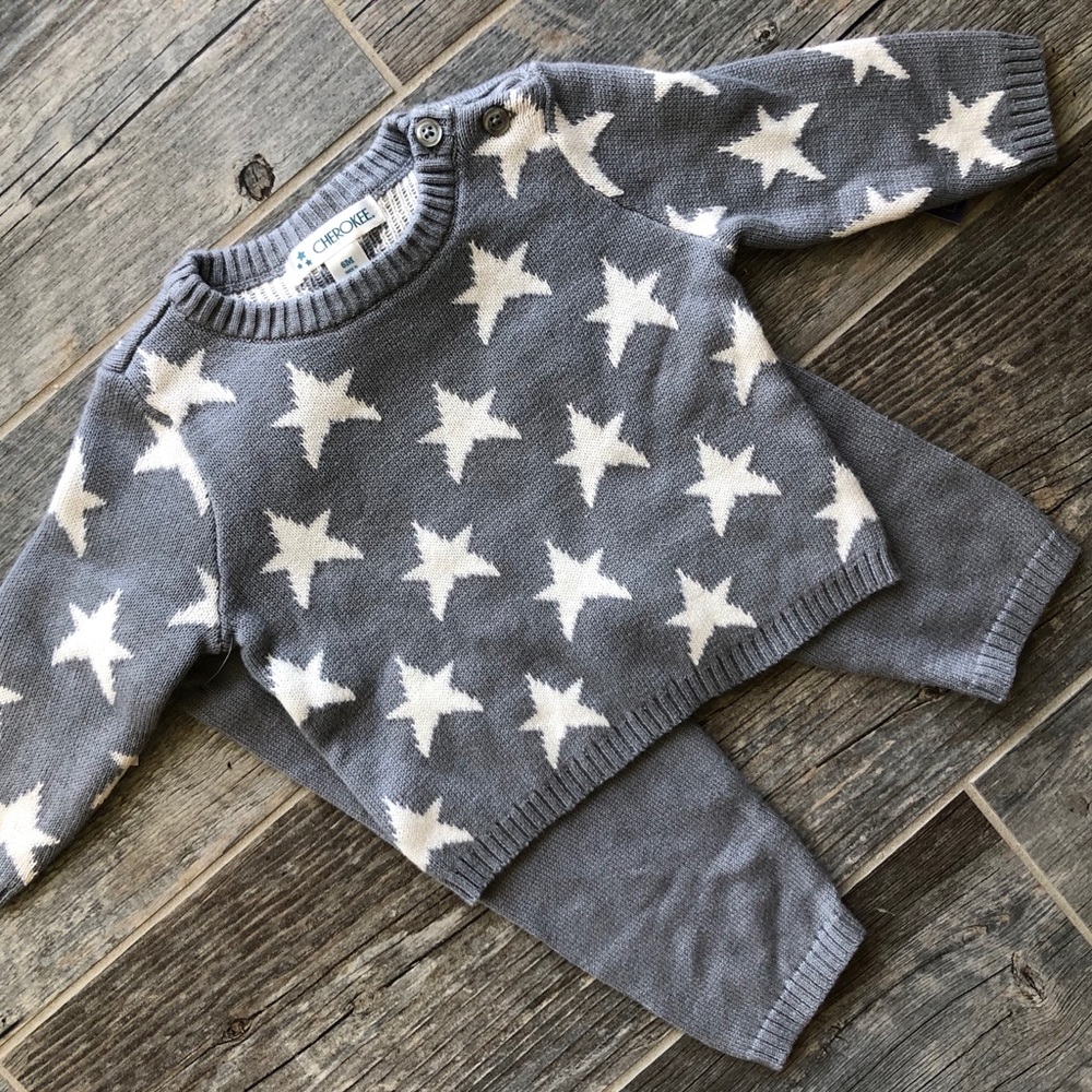 NWT Cherokee Gray Knitted Outfit 6M